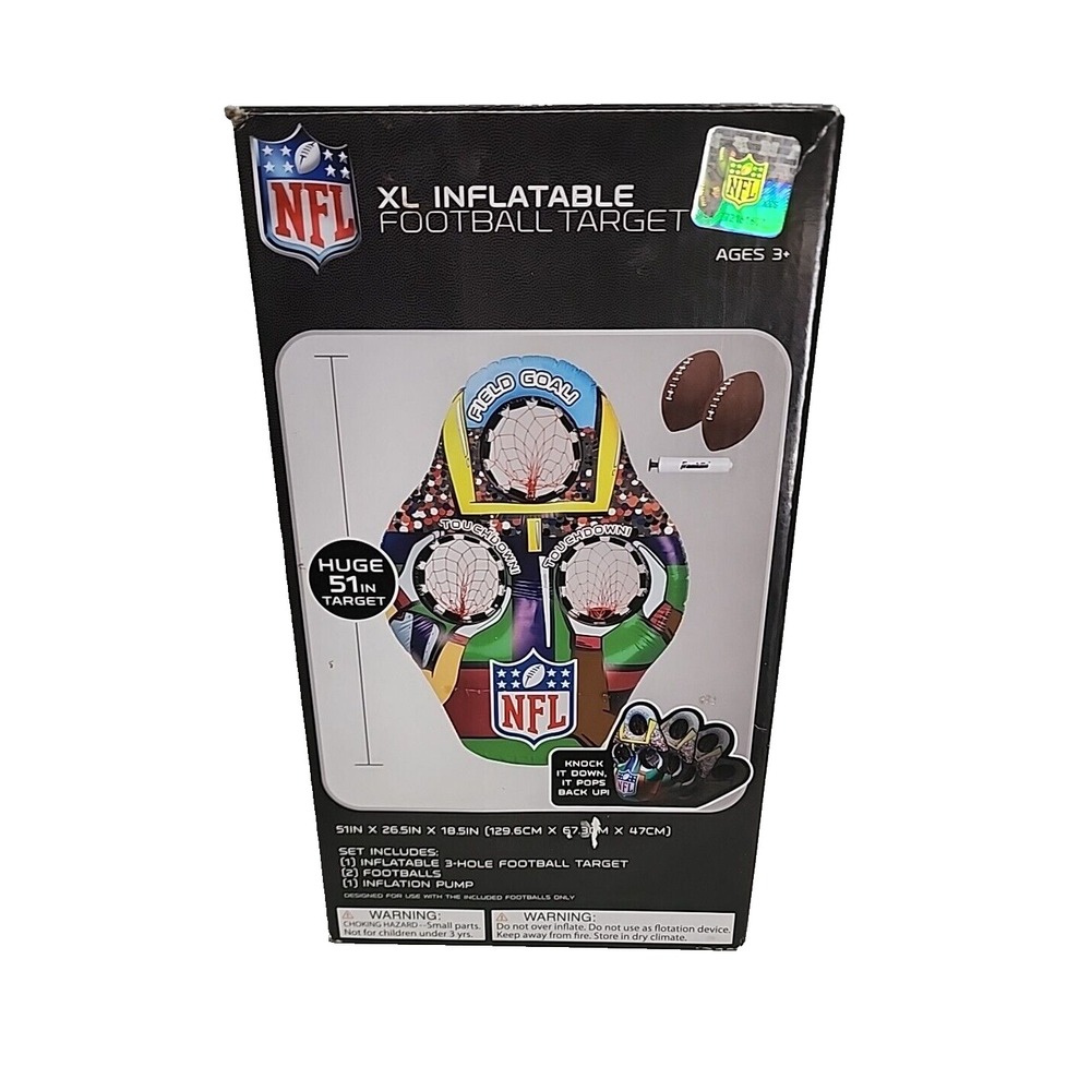 NFL Official XL Inflatable 51" Football Target‎ Includes Footballs Air Pump New